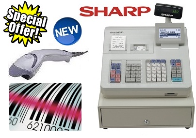 Sharp XEA307 + Laser Barcode Scanner 10,000 item memory 